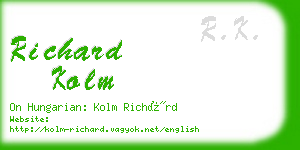 richard kolm business card